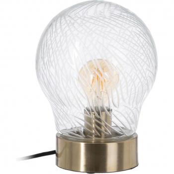 Lámpara de mesa de cristal tallado y metal dorado Ø 18x25 cm