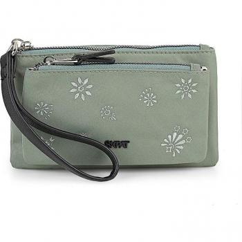 SKPAT Cartera de Mano para Mujer Viena 314325 Nylon-Polipiel con Asa Adicional Color Kaki