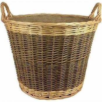 Red Hamper Unpeeled Log Basket with Lining Cesta de leña sin pelar con Forro, Mimbre, marrón, H45 x W50 x D38cm