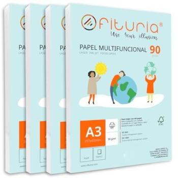 Paquete de Folios A3 90gr - 1000 Hojas Blancas, Papel Multifuncional para Impresión y Fotocopia