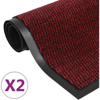 Alfombras de entrada rectangulares de nudo 2 uds rojo 80x120 cm