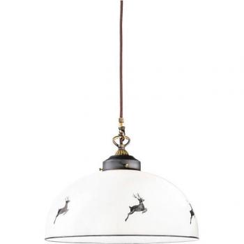 Lámpara colgante Nonna de cristal con cúpula y latón envejecido, 1 bombilla, 32 cm