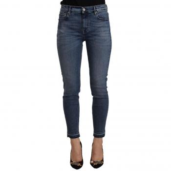 Don The Fuller Blue Mid Waist Cotton Denim Slim Fit Cropped Jeans - W32 | IT46