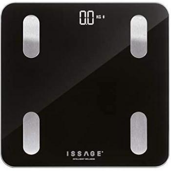 ISSAGE Báscula de baño Digital Smart-Mass Báscula de precisión con diagnóstico Corporal, Báscula Baño Digital Analiza 18 Funciones, Usar con la App AlFit, para Andriod y iOS