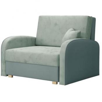 Sillón Columbus 160 con tapiz, patas de madera y función de sofá cama, dimensiones 85x103x98cm
