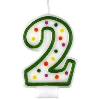Amscan 9900776 - Vela de cumpleaños, número 2, 7,5 cm, de lunares
