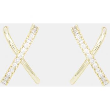 Pendientes Pavee X dorado con circonitas blancas