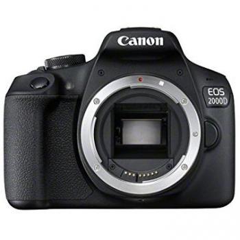 Canon EOS 2000D APS-C DSLR Camera Body | 24.1 Megapixels, 3 Inch Fixed LCD Screen, 3fps Continuous Shoting, Full HD Video, Dual Pixel CMOS AF and Wi-fi & Bluetooth - Black