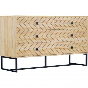 Cómoda Homcom 6 cajones natural/negro 71x120x39 cm