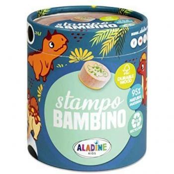 Set de 8 sellos de madera y un almohadilla de tinta 'Aladine - Stampo Bambino' Dinosaurios