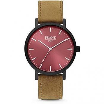Frank 1967 7FW 0006 Men's Watch - Leather Band - Ø 42 mm - Light Brown/Black/Red