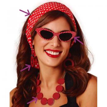 Conjunto de Accesorios Retro de los Años 50: Cinta para la Cabeza, Gafas, Pendientes y Collar