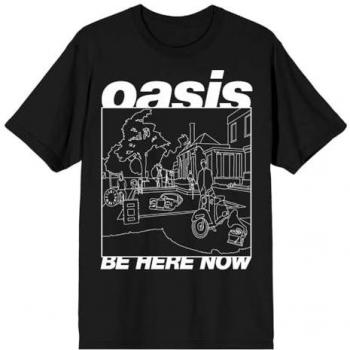 Oasis Be Here Now Line Drawing Black T-Shirt - 100% Cotton - Size XL