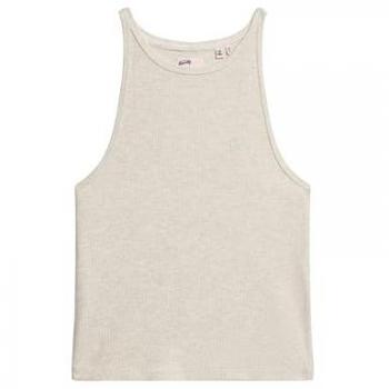 Camiseta sin mangas Essential Logo Racer para mujer en color blanco beige de Superdry