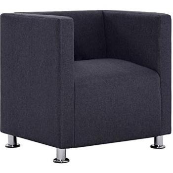 SengentoStyle Fauteuil kubus polyester donkergrijs