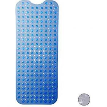 Alfombrilla de Baño Extra-Larga Antideslizante con Masaje y Ventosas, Lavable, 97 x 39 cm, Azul