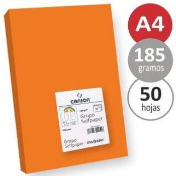 Cartulinas tamaño folio Din A4 naranja 50 uds unicolor