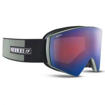 Máscara de esquí Julbo Sharp verde negro con lente espejada Spectron 2 azul, polarizada
