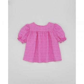 Blusa voile rosa fucsia con manga abullonada