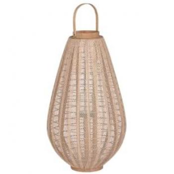 Portavelas Home ESPRIT Marrón Natural Madera Cristal 40 x 40 x 70 cm