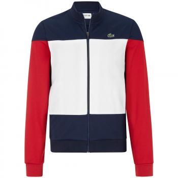Lacoste SH3550 Hombre Chaqueta de chándal,de Caballero Sudadera con Cremallera,Navy Blue/White-Red