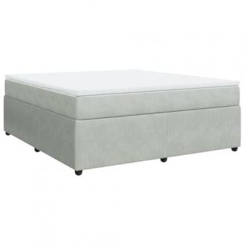 Cama box spring con colchón de muelles terciopelo gris claro 180x200 cm