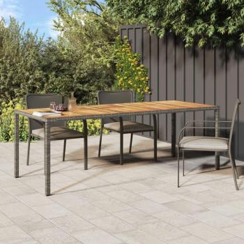 Mesa de Jardín Ratán Sintético Gris 250x100x75 cm