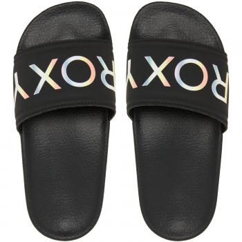 Chanclas de niños Slippy Roxy - Calzado infantil, diseño negro, cómodas y ligeras, ideales para uso en playa o piscina