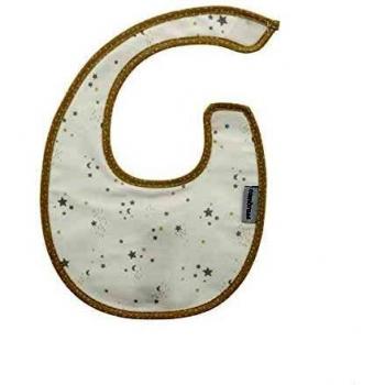 Babero Redondo Con Velcro Sky Beige/Estrella 16x19 cm