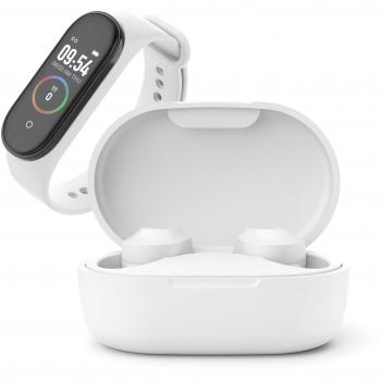 Ledwood Pack Kepler Auriculares True Wireless y Pulsera de Actividad, Blanco