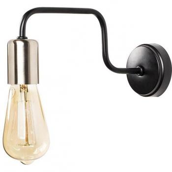 Aplique de pared WellHome, estructura de hierro color negro nickel, dimensiones 4x28x11 cm, casquillo E27, potencia máxima 40 W