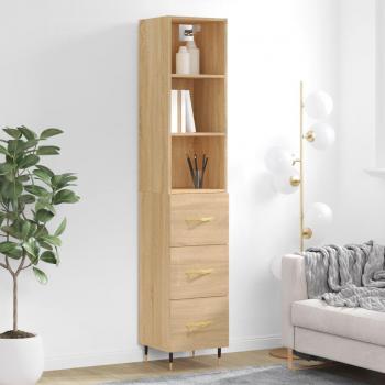 Aparador de madera contrachapada roble Sonoma 34,5x34x180 cm marrón multicapa