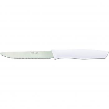 Arcos Serie Nova, Cuchillo Mesa, Hoja Serrada de Acero Inoxidable de 110 mm, Mango de Polipropileno Color Blanco