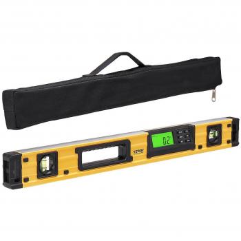 Magnetic Bubble Level 600mm - VEVOR - Aluminum Alloy with Memory Function and LCD Backlit Display for 0-360° Measurement