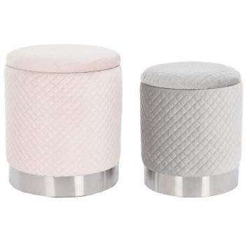 Reposapiés DKD Home Decor Gris Rosa Madera MDF 40 x 40 x 45 cm