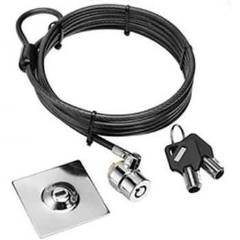 Cabo de Seguridad Antirrobo 200 cm con Llave y Placa Adhesiva 3M para Tablet, PC y Monitor - Hamlet XNBTLOCK20K