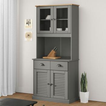 Aparador alto VIGO gris 78x40 cm x 175 madera maciza de pino