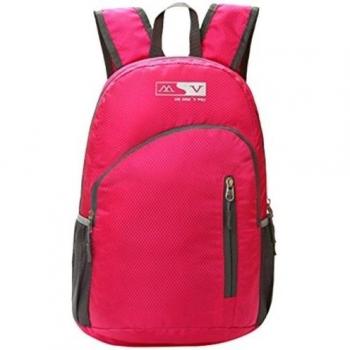 Sasairy Mochila Plegable de Nylon Impermeable Unisex Cartera Escolar del Viaje de Múltiples Funciones Portable Para Acampar Randonne Montañismo Ciclismo Rosa oscuro