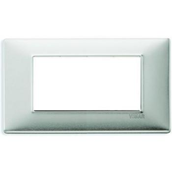 Placa Vimar Plana 4 Módulos Metalizada Color Aluminio Cepillado