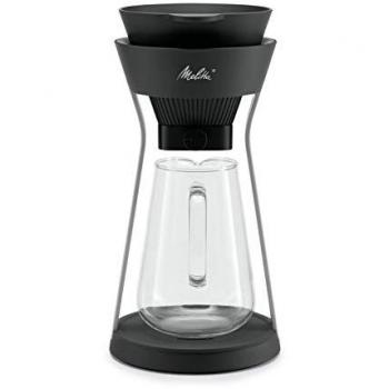 Cafetera Pour Over Melitta Amano Antigoteo Color Negro y Plateado con Filtros 1x4