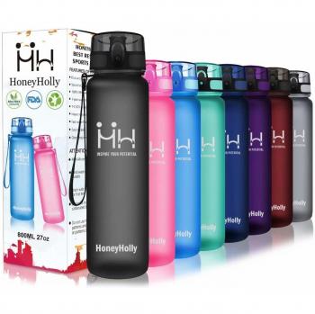HoneyHolly Botella de Agua Deportes 350ml/500ml/800ml/1000ml Sin Bpa & Apertura con un Solo botón Reutilizable Filtro Botella Gimnasio Tritan Plástico para Niños, Sport, Gimnasio, Trekking, Bicicleta