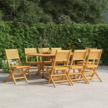 vidaXL 8-Piece Folding Garden Chairs Set, 47x62x90 cm, Solid Teak Wood