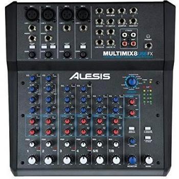 Alesis MultiMix 8 USB FX - Mezclador de audio compacto de 8 canales con efectos incorporados e interfaz de audio USB para sonido en directo y grabación en estudio doméstico