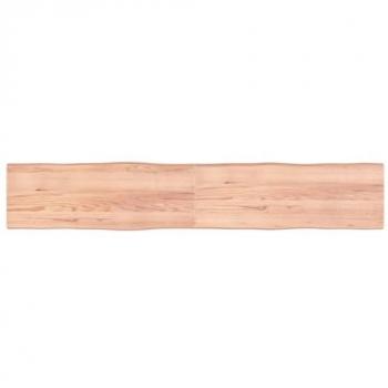 Tablero de mesa de madera roble tratada borde natural 220x40x4 cm Marrón claro