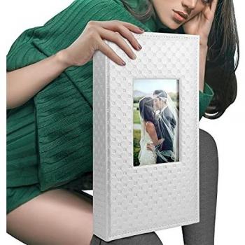 Leather Cover Photo Album 300 Pockets, Hold 6x4 Photos Pictures Photo Book with Acid-Free Black Inner Page Photo Albums for Record The Beautiful Moments of Family, Marriage, Baby Growth and Vacation