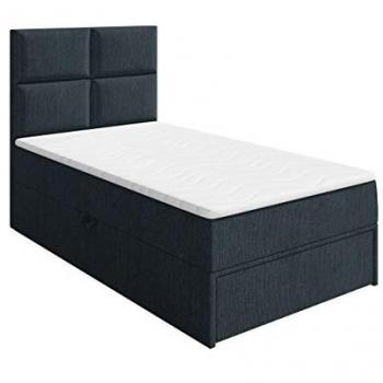 Cama Continental Individual Eugene 100 con Somieres y Tapiz Gris, 100x200 cm, Dimensiones Totales 100x207x120 cm