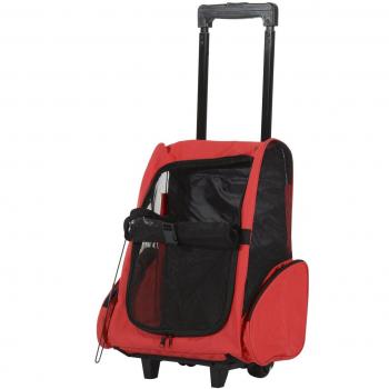 HOMCOM PawHut Transportin Carrito Perro 2 en 1 Mochila Carrito 42x25x55 cm Mascotas Perro Gato Rojo