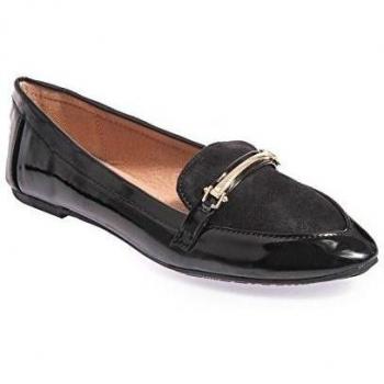 La Modeuse-Mocassins barnices de cocina en punta con orificio, Negro