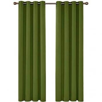 Deconovo Cortinas Dormitorio Moderno Blackout Curtain Suave para Ventanas de Habitación Juvenil 2 Paneles 140 x 245 cm Verde