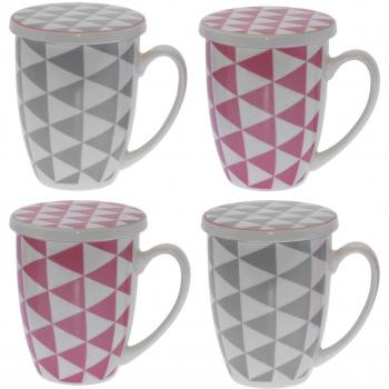 Supernova Decoracion_ Set 4 tazas infusion porcelana c/filtro acero